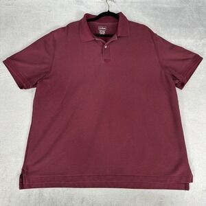 LL Bean Polo Shirt Mens XXL Maroon Short Sleeve Traditional Fit‎ Textured Cotton